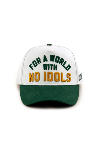 For a World Snapback Cap - White & Green | 001 - No Idols