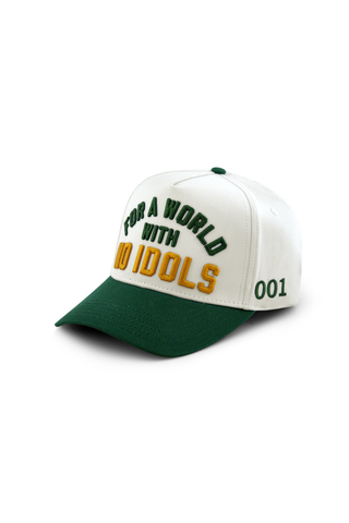 For a World Snapback Cap - White & Green | 001 - No Idols