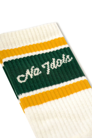 No Idols Crew Sock - Cream, Green, & Gold | 001 - No Idols