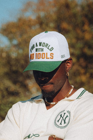 For a World Snapback Cap - White & Green | 001