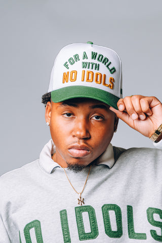 For a World Snapback Cap - White & Green | 001