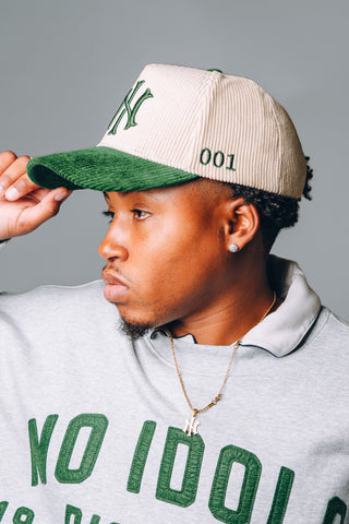 NI Corduroy Snapback Cap – Cream & Green | 001